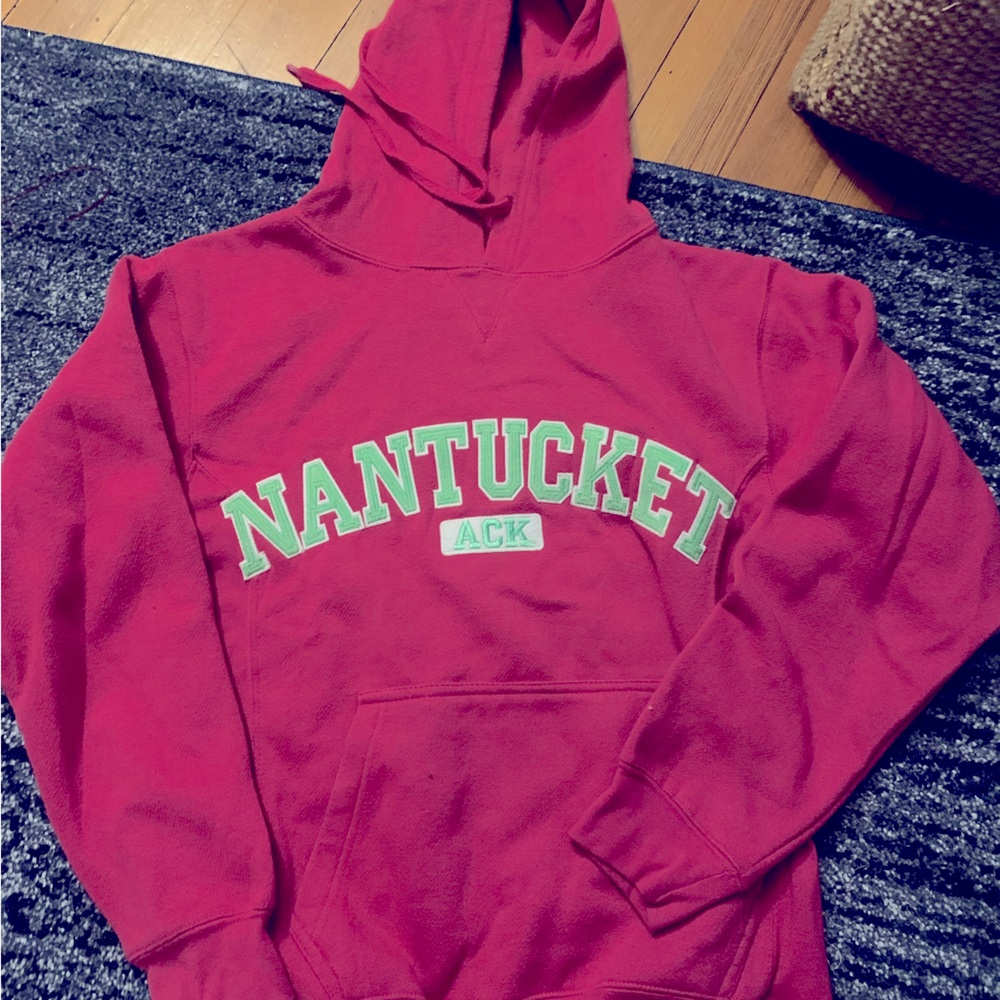 Bright pink and mint green preppy Nantucket hoodie size S
